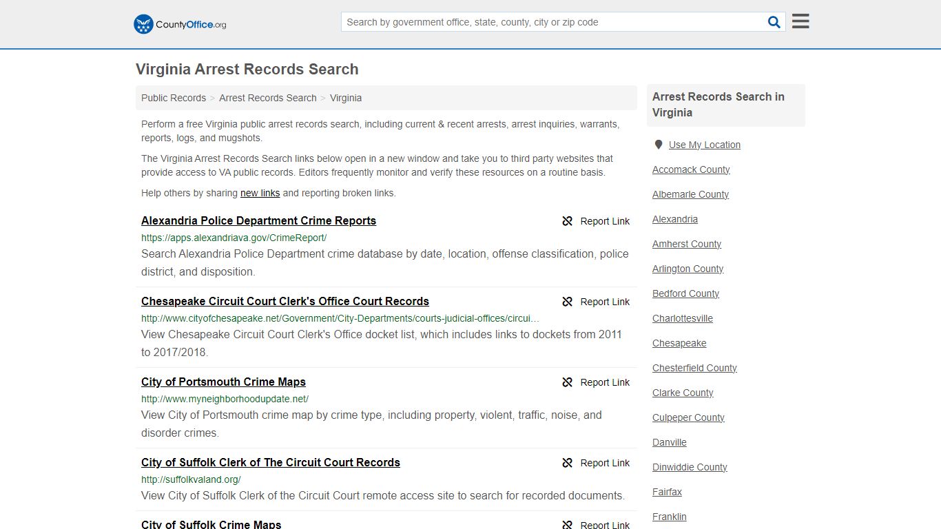 Arrest Records Search - Virginia (Arrests & Mugshots) - County Office